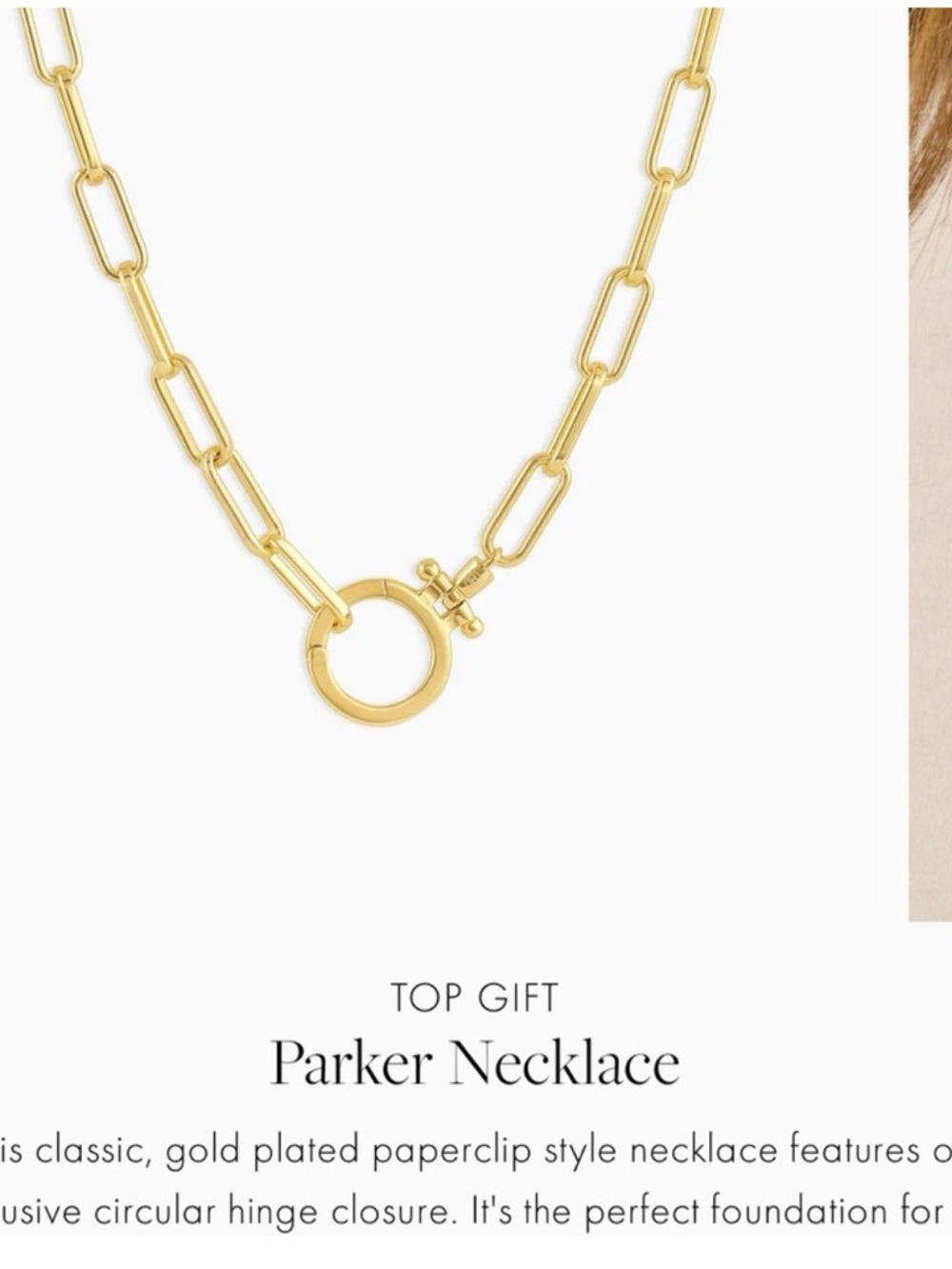 Gorjana Gold Parker Paperclip Necklace with Circular Hinge